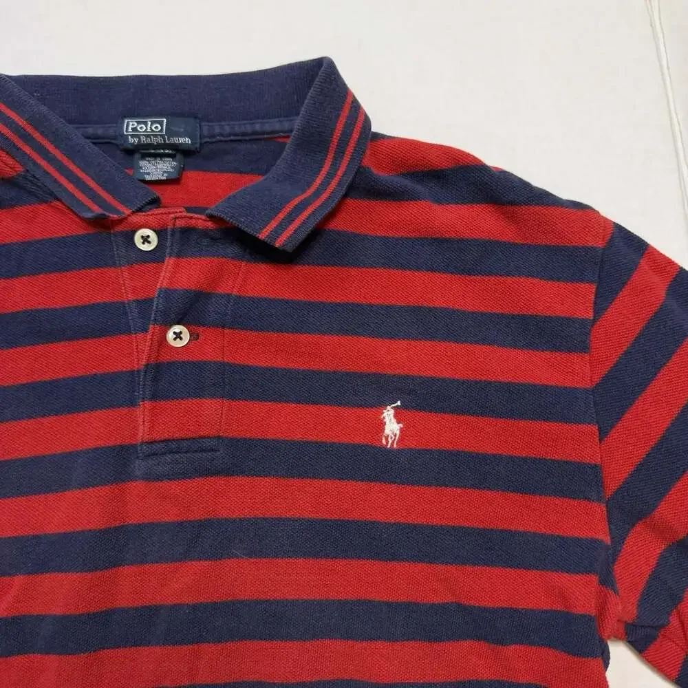 Polo Ralph Lauren Rugby Polo Long Sleeve Boys Size XL 20 Red Blue Striped